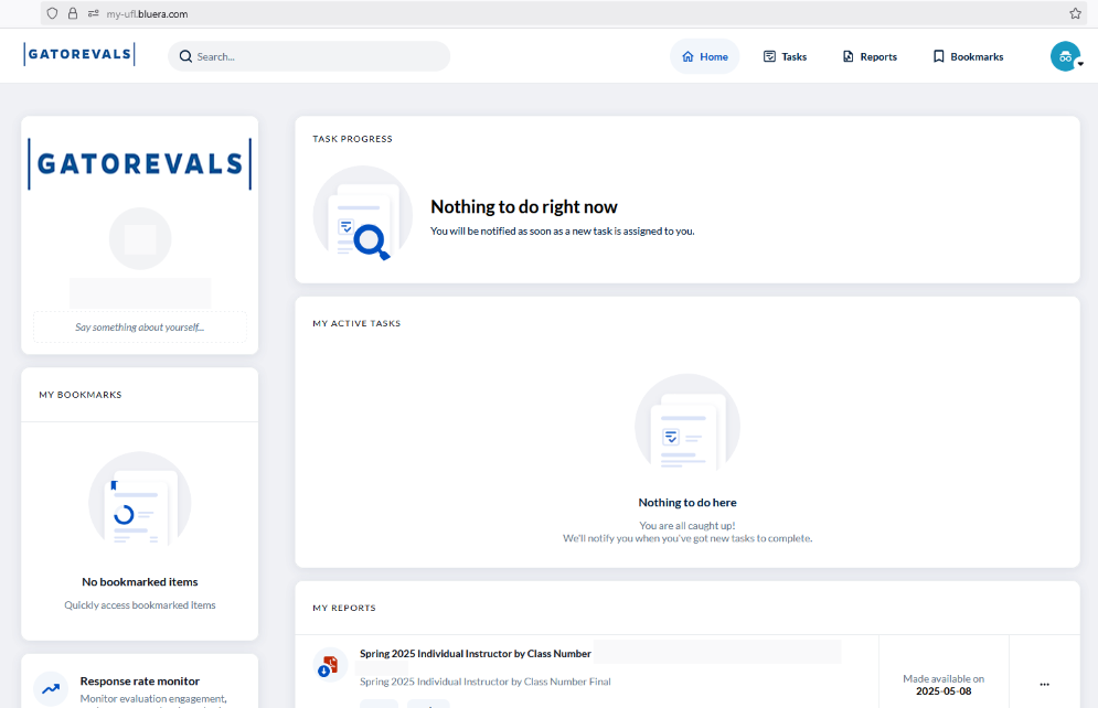 GatorEvals Dashboard Faculty View